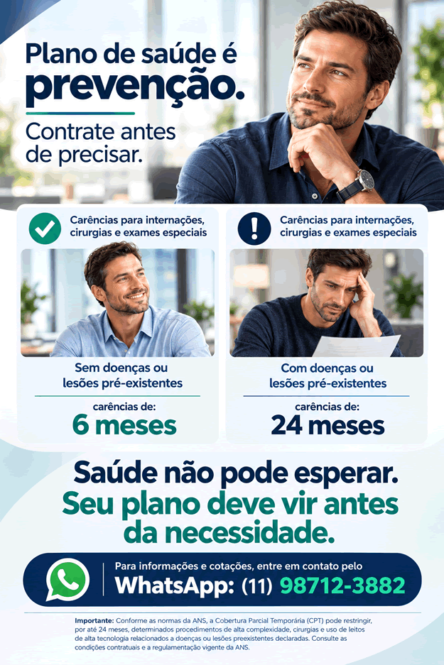 PLANOS DE SAUDE CARENCIA COM E SEM PRE EXISTENTES